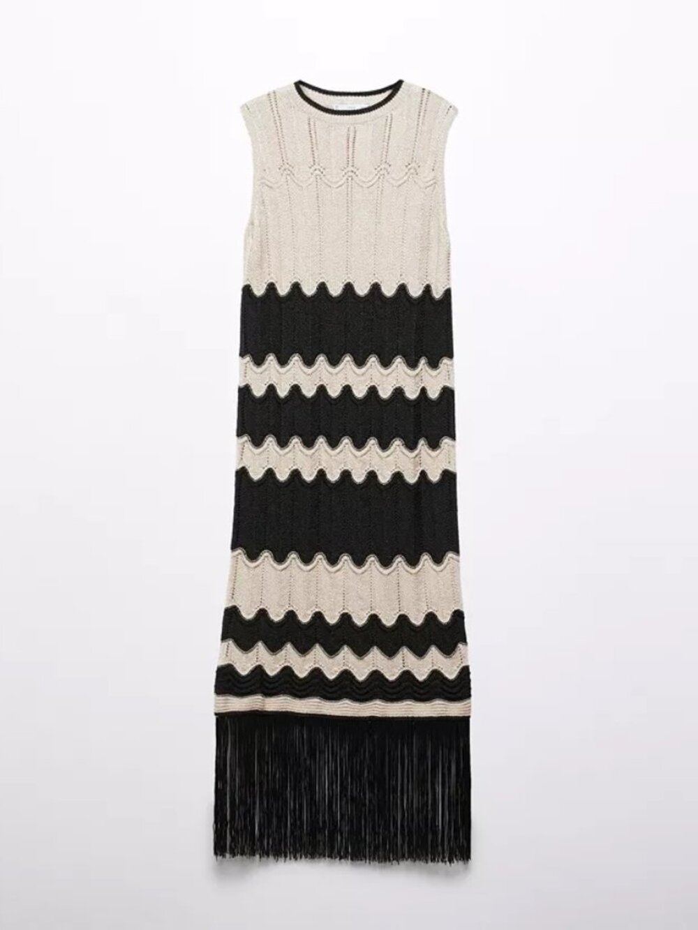 MANGO Women's Fringed Hem Midi Dress Size L - Picture 15 of 15